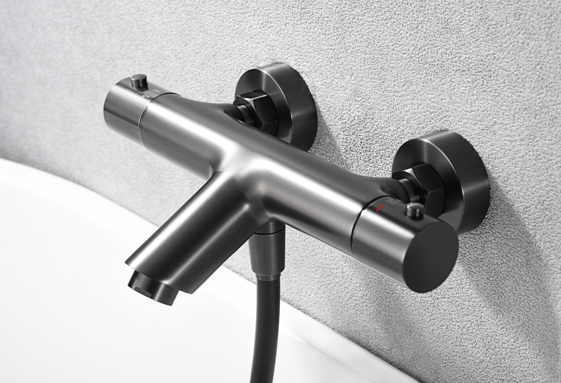 Imex - Kit baño/ducha termostático Monza black gun metal - BricoandPool