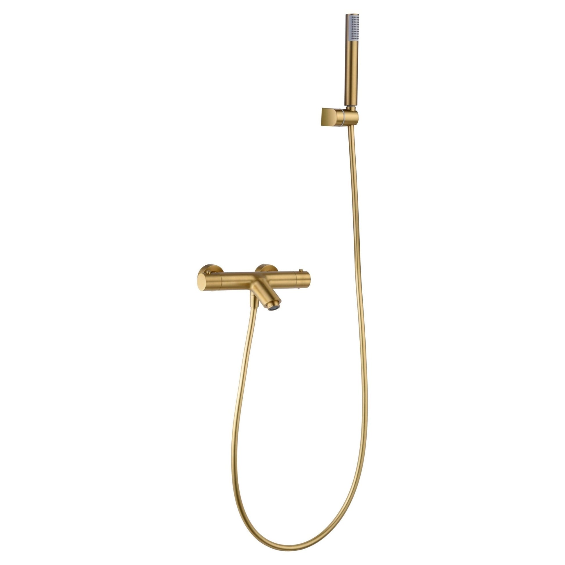 Imex - Kit baño/ducha termostático Monza oro cepillado - BricoandPool