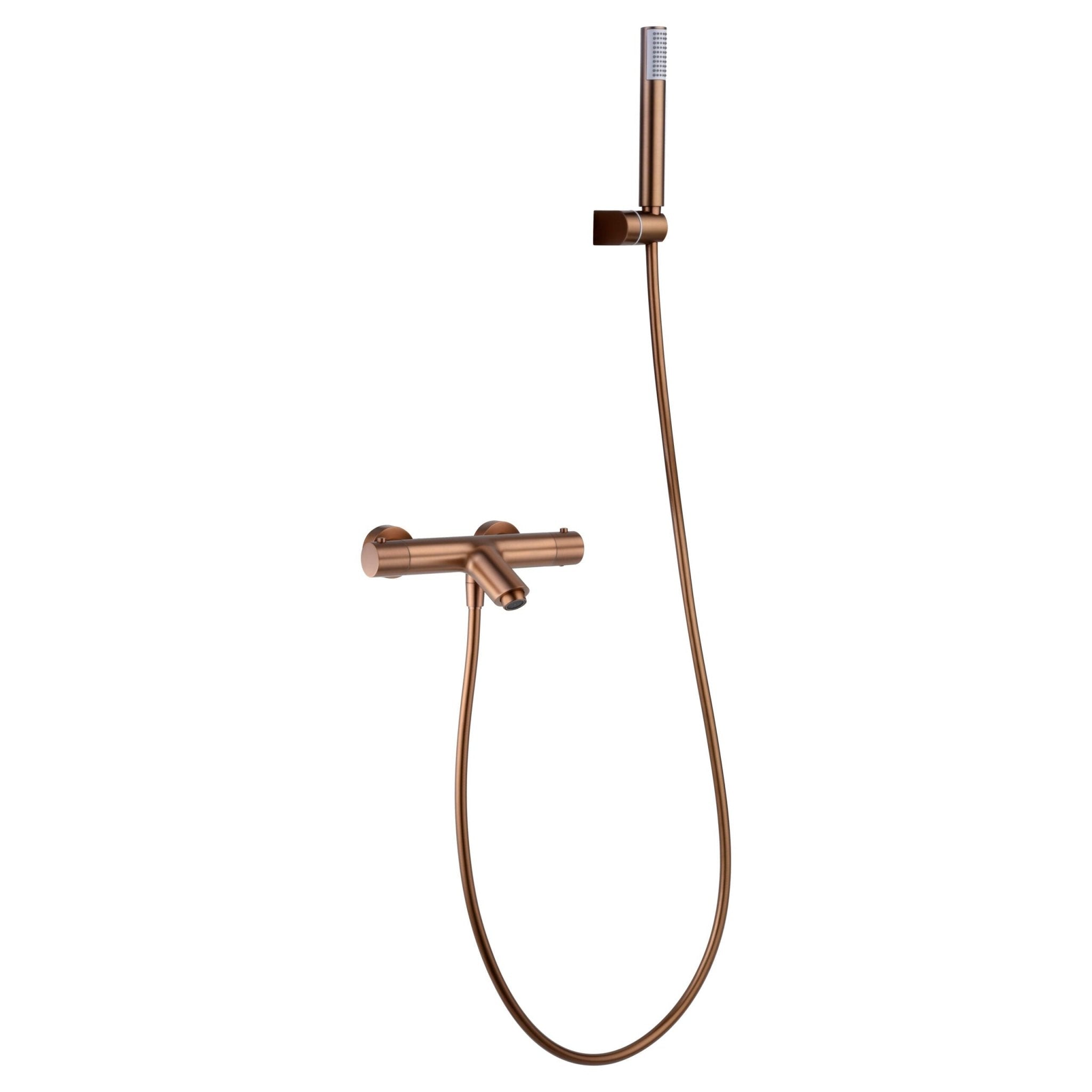 Imex - Kit baño/ducha termostático Monza oro rosa cepillado - BricoandPool
