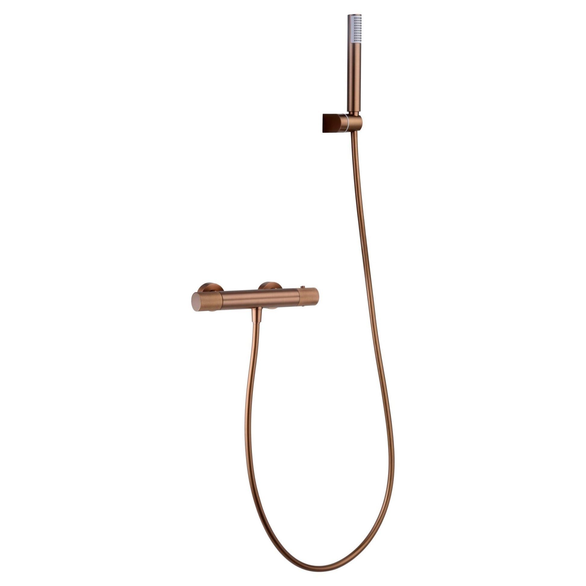 Imex - Kit ducha termostático Line oro rosa cepillado - BricoandPool