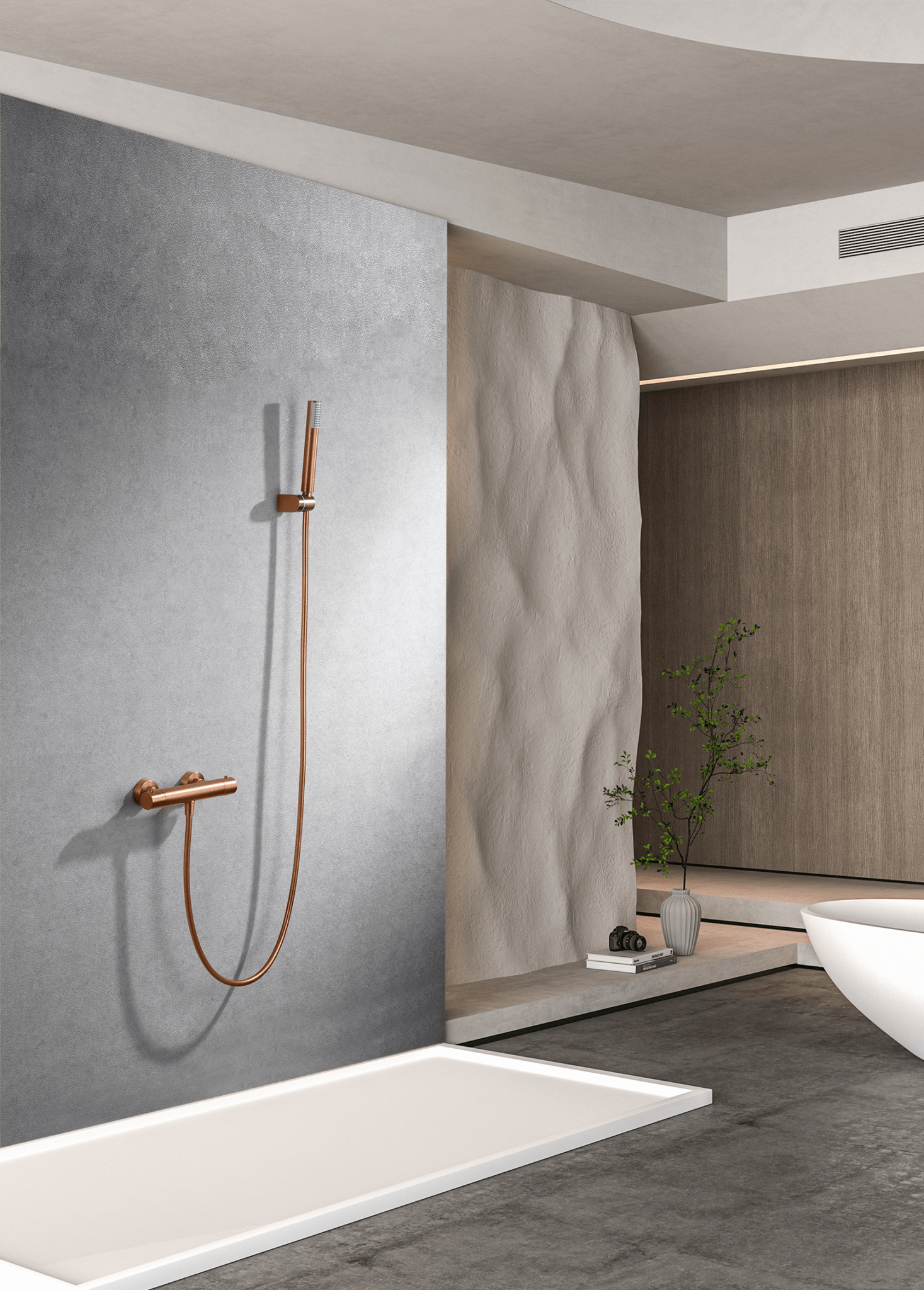 Imex - Kit ducha termostático Monza oro rosa cepillado - BricoandPool