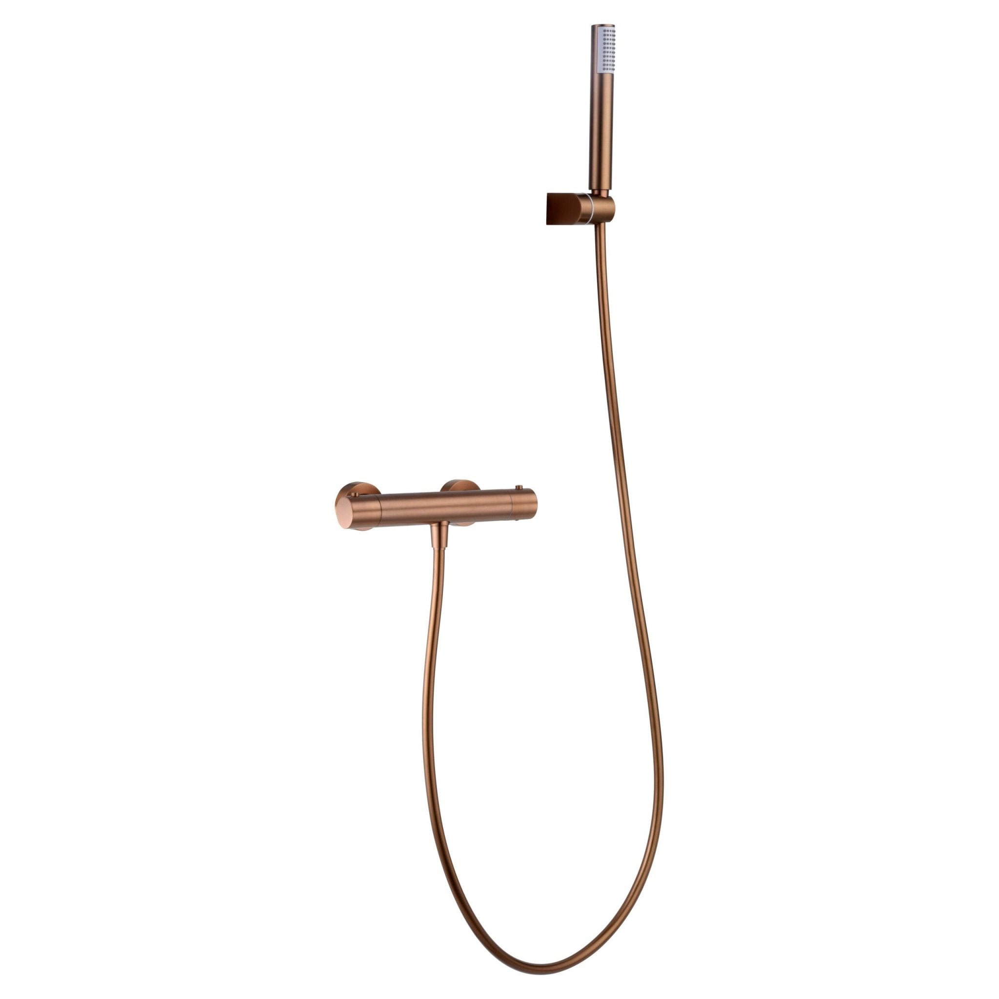 Imex - Kit ducha termostático Monza oro rosa cepillado - BricoandPool