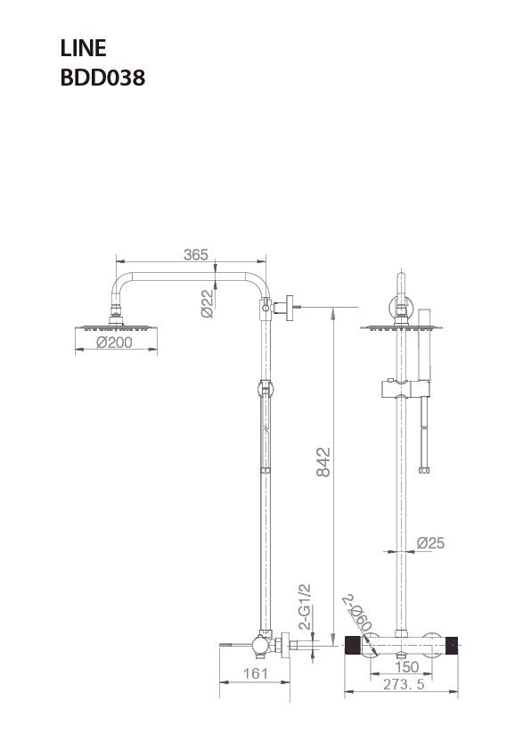 Imex – Line columna de ducha monomando oro rosa cepillado - BricoandPool