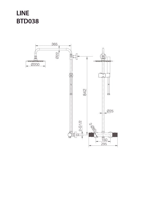Imex – Line columna de ducha termostático black gun metal - BricoandPool