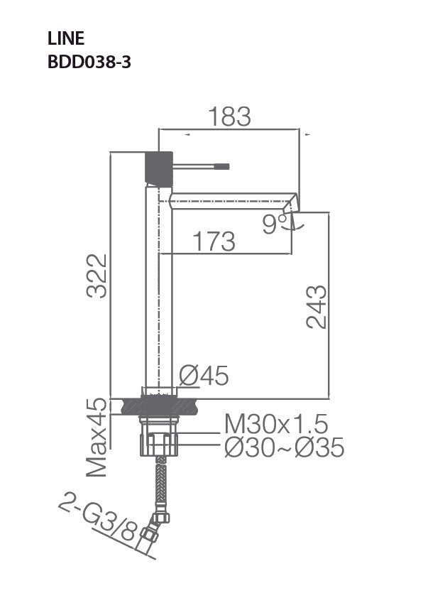 Imex – Line grifo monomando de lavabo alto negro mate - BricoandPool