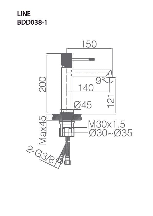 Imex – Line grifo monomando de lavabo oro cepillado - BricoandPool