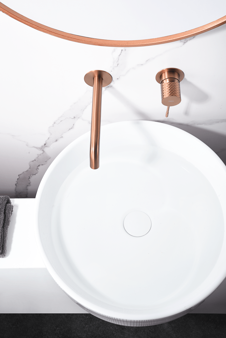 Imex - Monomando empotrado lavabo Génova oro rosa cepillado - BricoandPool