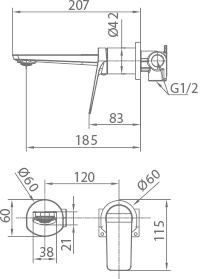 Imex - Monomando empotrado lavabo Nápoles - BricoandPool