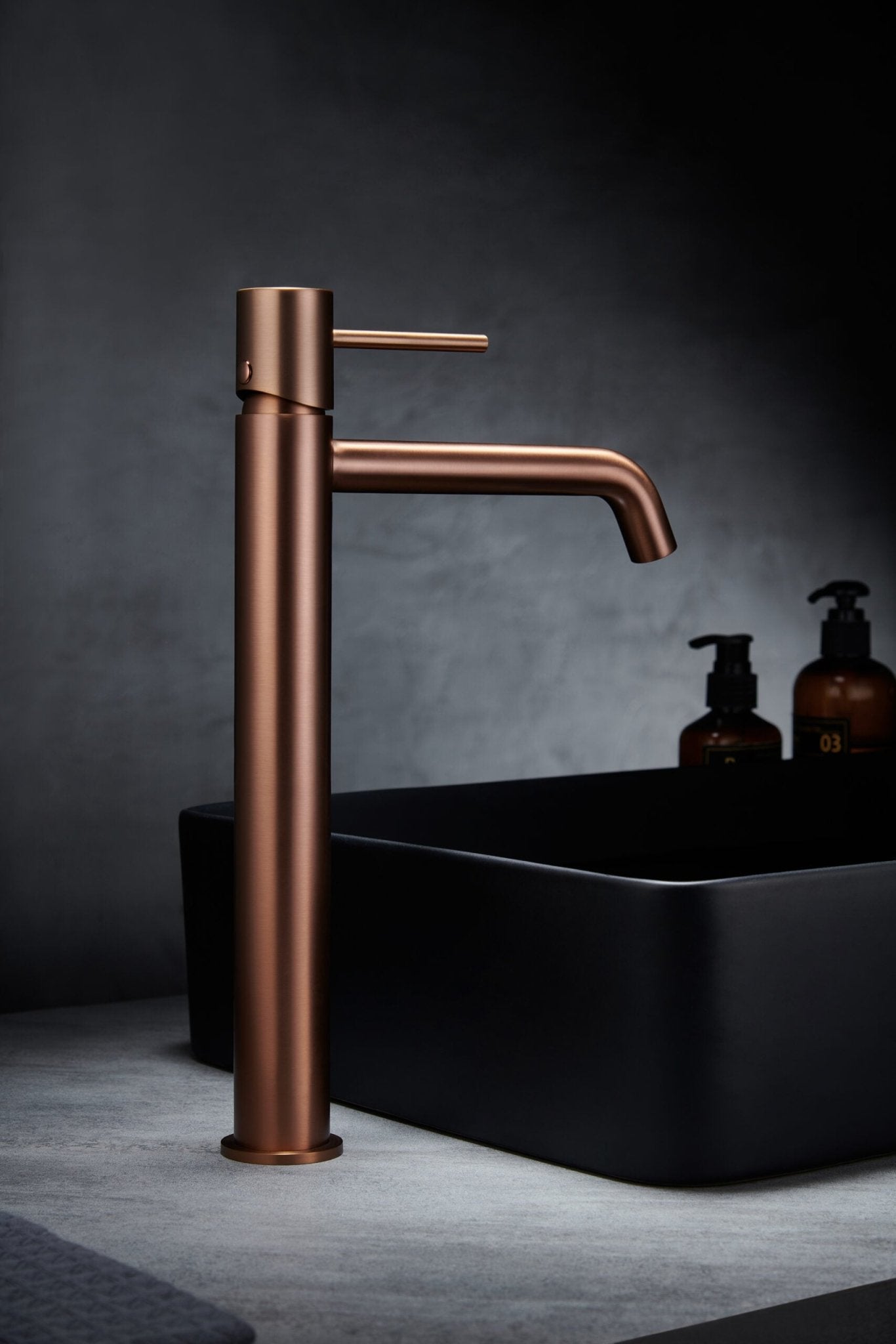 Imex - Monomando lavabo alto Monza oro rosa cepillado - BricoandPool