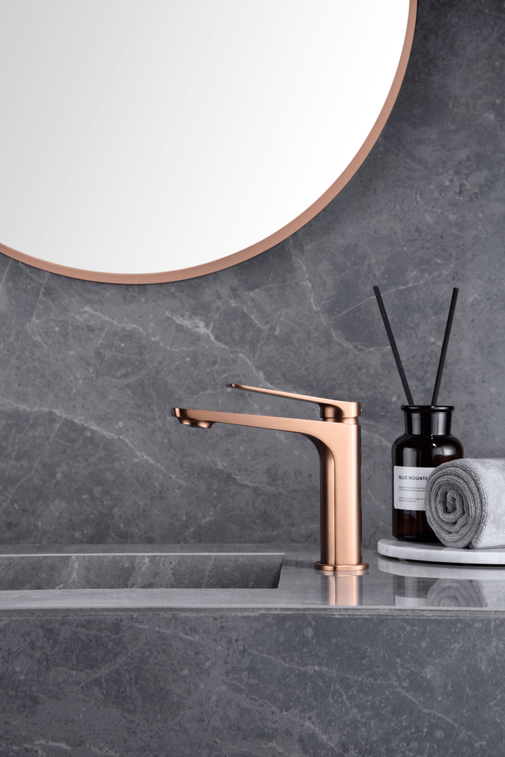 Imex - Monomando lavabo alto Nápoles oro rosa cepillado - BricoandPool