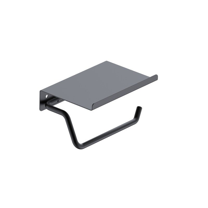 Imex - Portarrollos con repisa Essential negro mate - BricoandPool