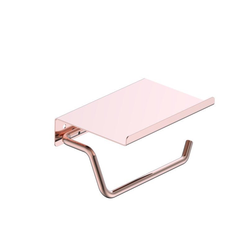 Imex - Portarrollos con repisa Essential oro rosa cepillado - BricoandPool