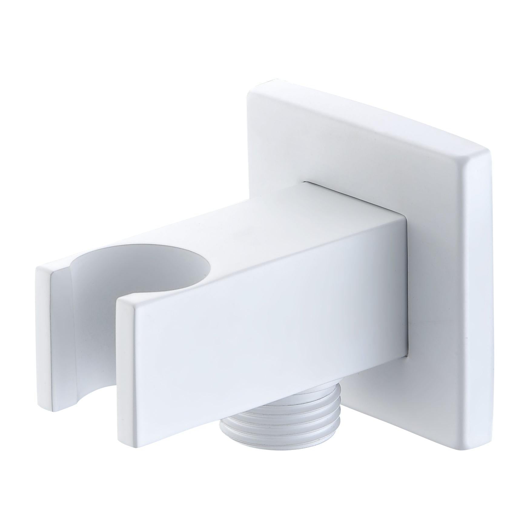 Imex - Soporte cuadrado para mango de ducha con salida de agua blanco mate - BricoandPool