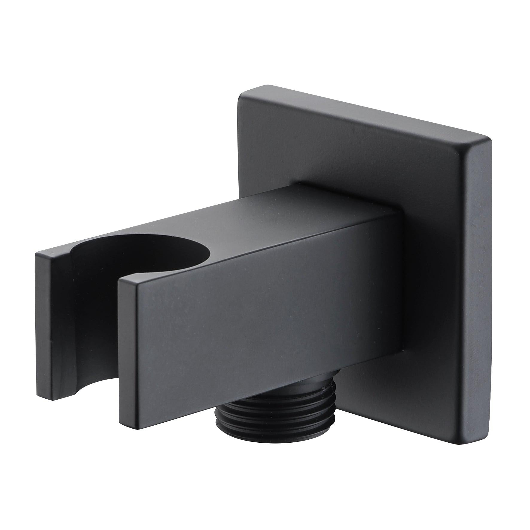 Imex - Soporte cuadrado para mango de ducha con salida de agua negro mate - BricoandPool