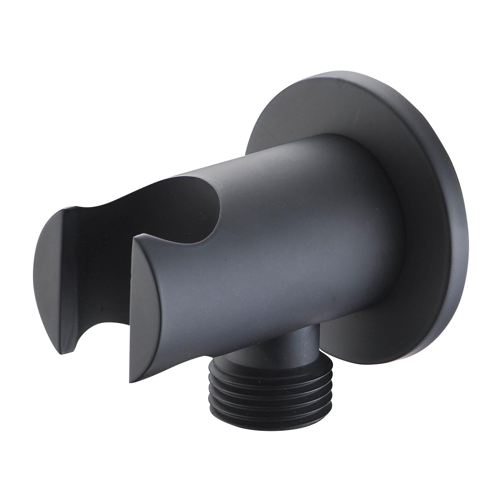 Imex - Soporte redondo para mango de ducha con salida de agua negro mate - BricoandPool
