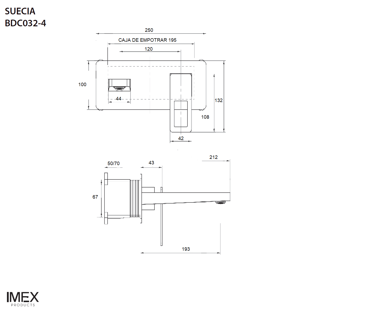 Imex – Suecia grifo monomando de lavabo empotrado - BricoandPool