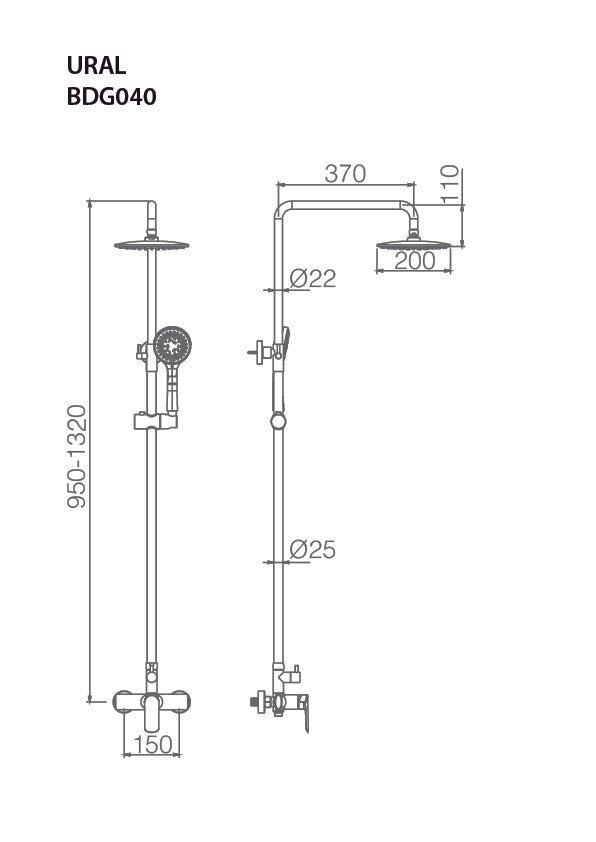 Imex – Ural columna de ducha monomando negro mate - BricoandPool