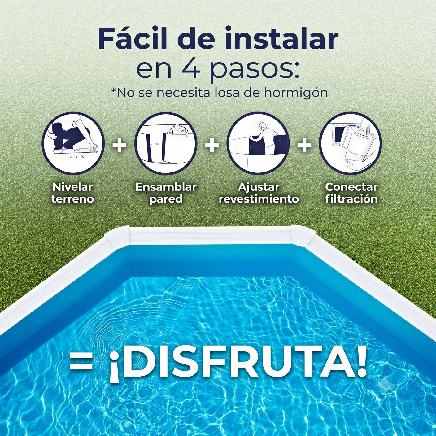 Piscina elevada Gre Wet circular chapa blanca depuradora