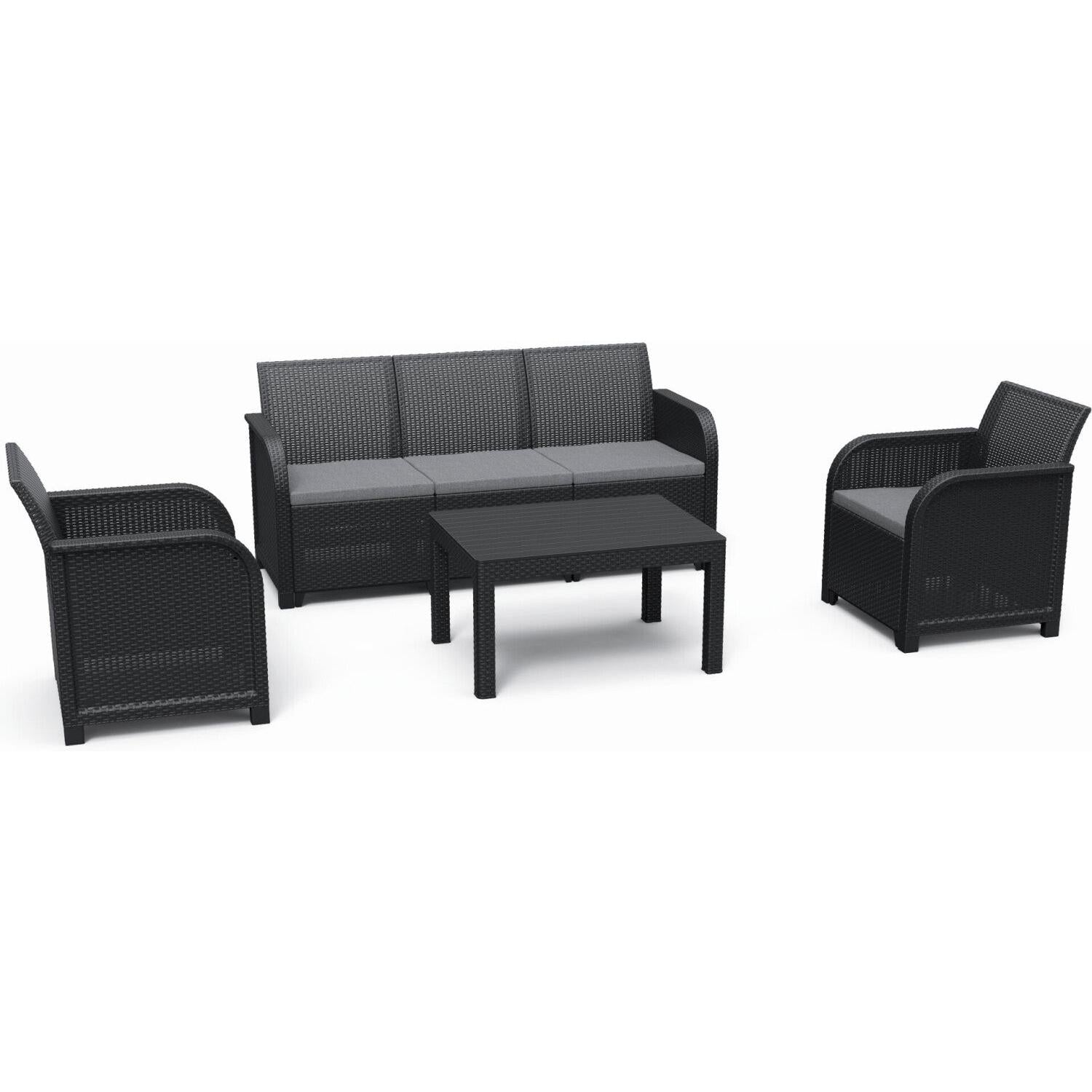Keter - Conjunto de exterior 5 plazas Rosalie Lounge grafito - BricoandPool
