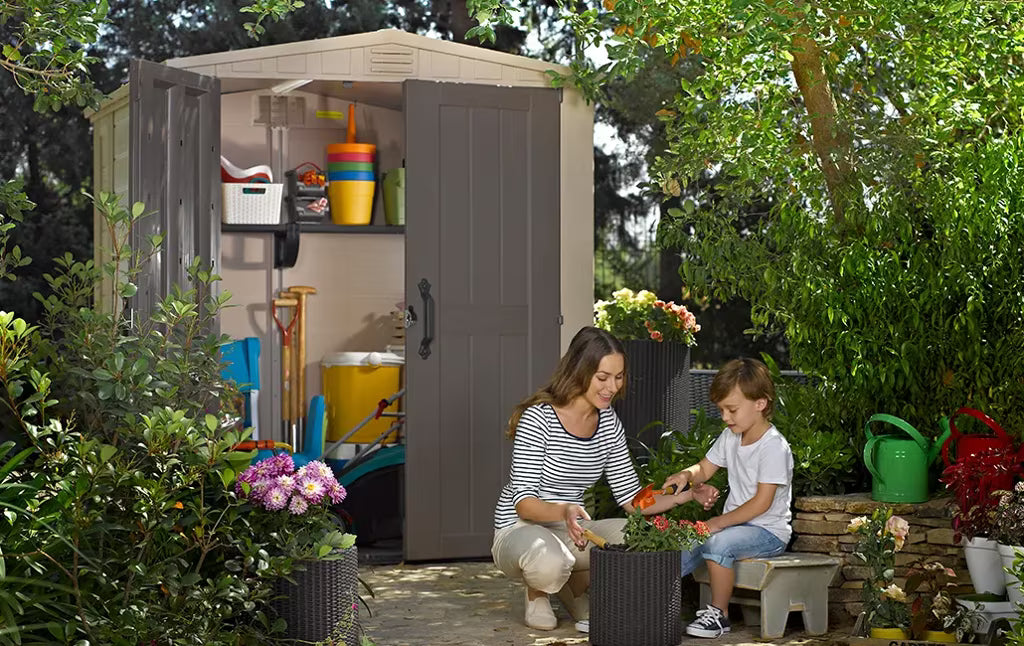 Keter - Casetta da esterno Factor 6x6 marrone/beige