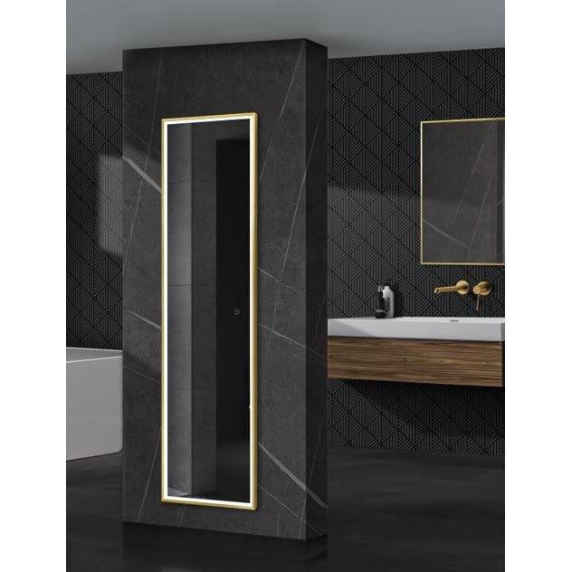 Ledimex - Espejo LED Cuadrado Luz Frontal New York Oro cepillado - BricoandPool
