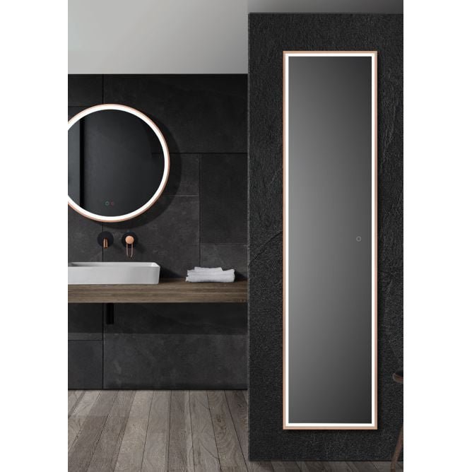 Ledimex - Espejo LED Cuadrado Luz Frontal New York Oro Rosa - BricoandPool
