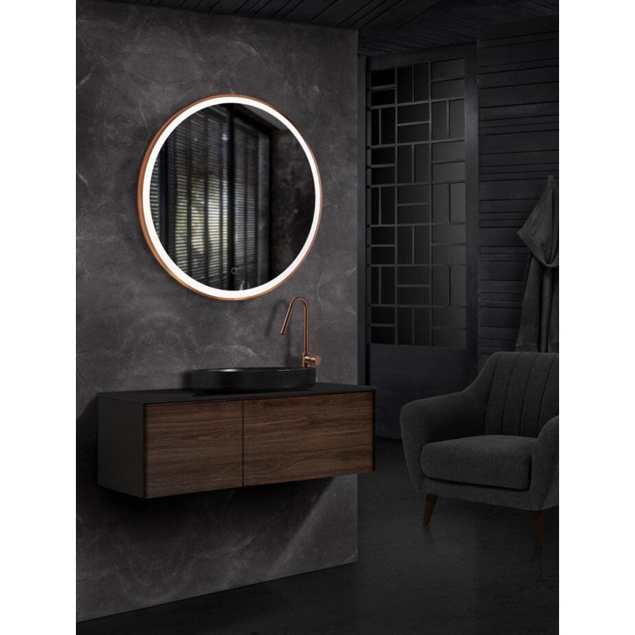 Ledimex - Espejo redondo baño Paris marco Oro rosa de LED - BricoandPool