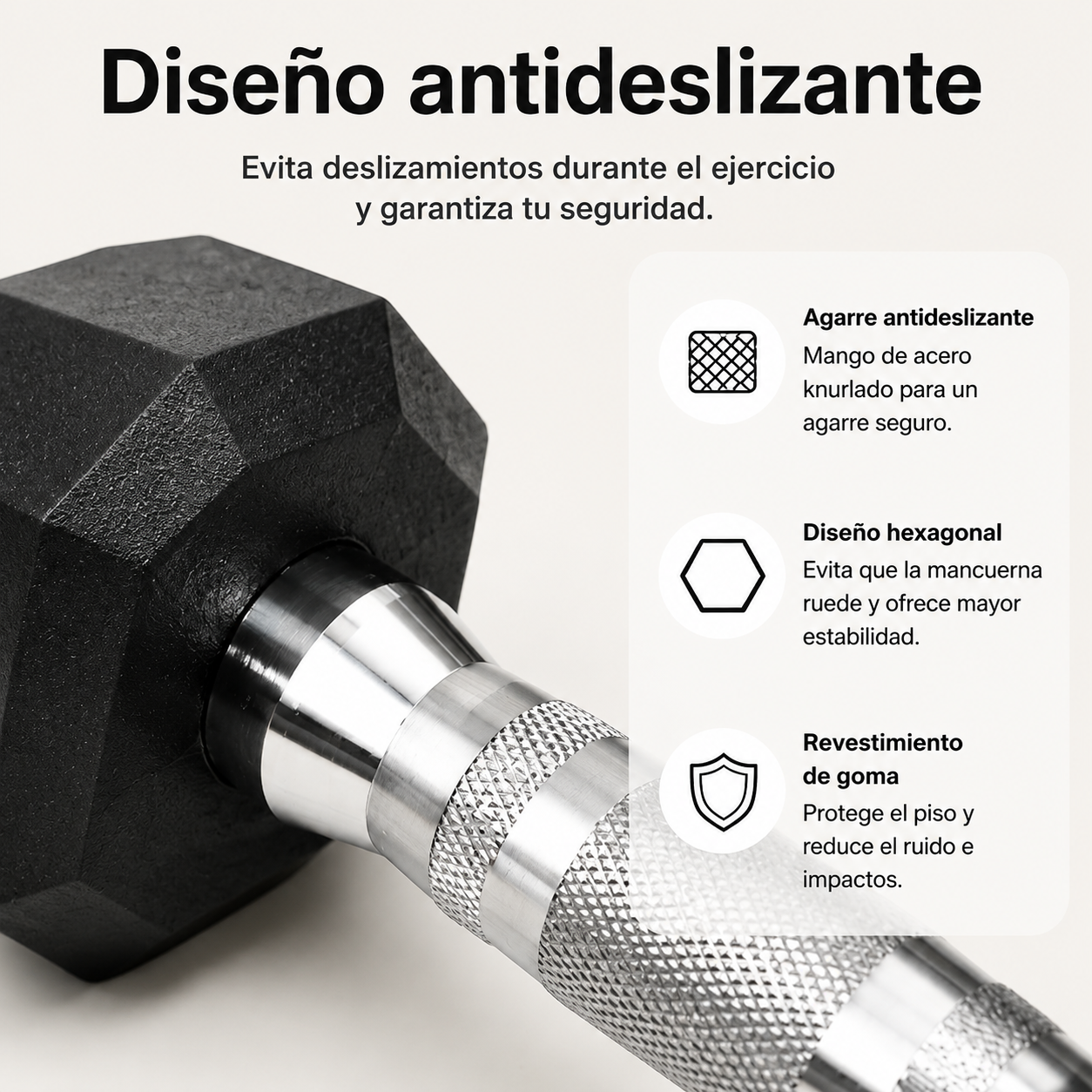 Pack de 2 Mancuernas Hexagonales 5 Kg Agarre Antideslizante
