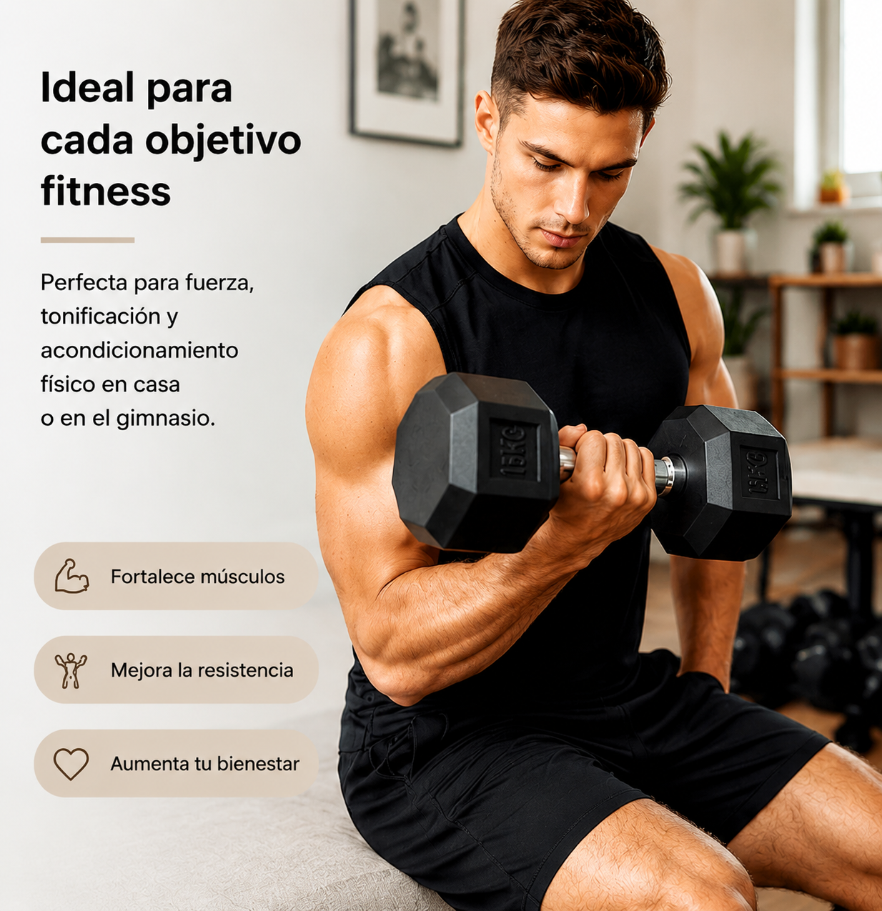 Manubrio Esagonale Impugnatura Antiscivolo 15 Kg