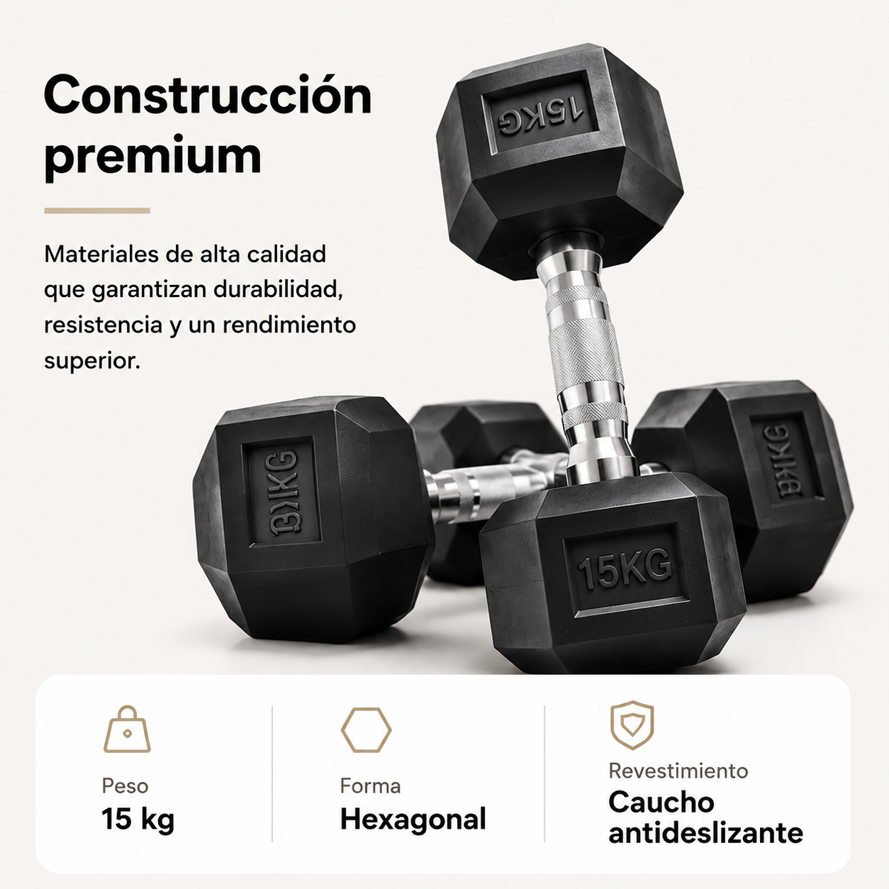 Manubrio Esagonale Impugnatura Antiscivolo 15 Kg