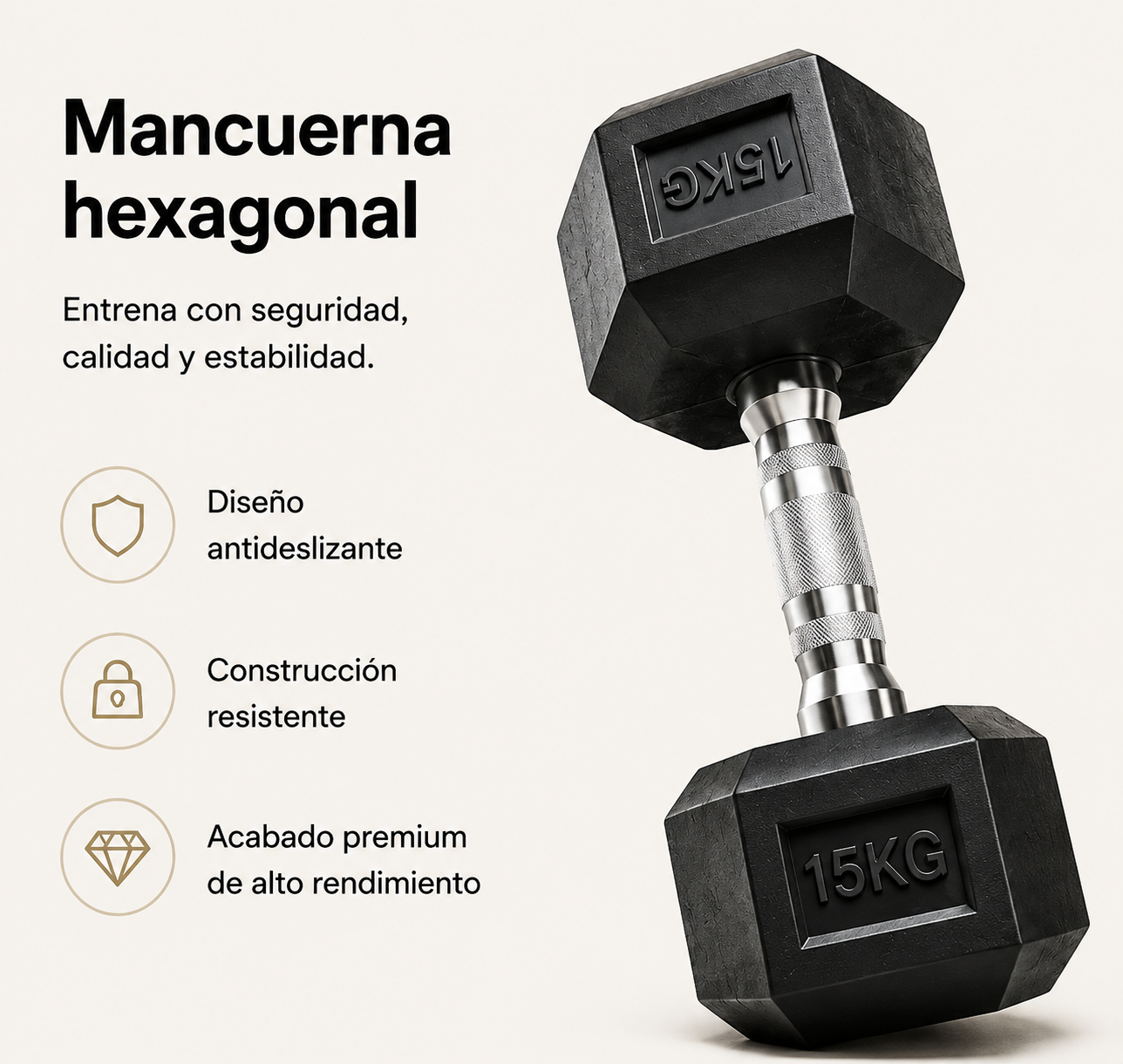Manubrio Esagonale Impugnatura Antiscivolo 15 Kg