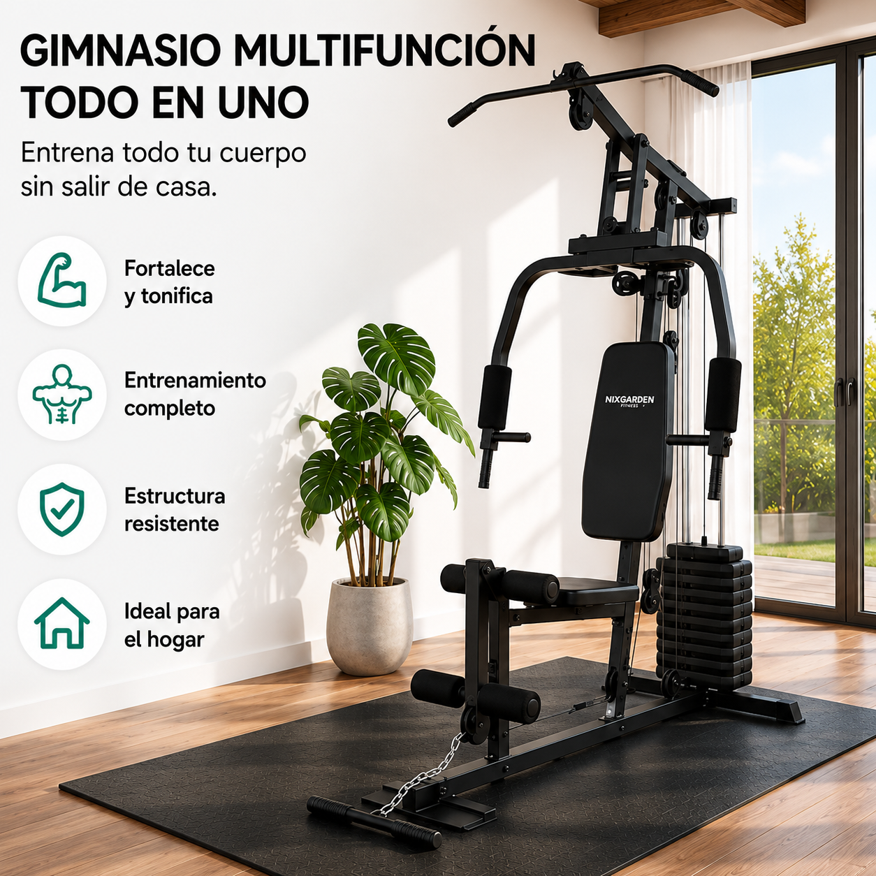 Multiestação de Musculação com Polias e Banco Ergonómico