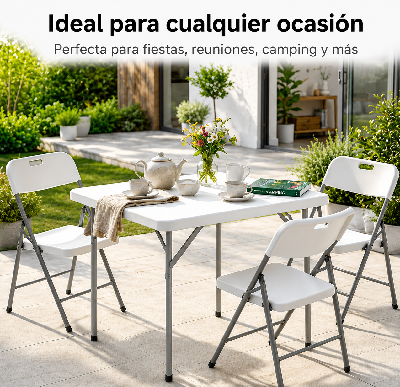 Klappbarer Gartentisch 84x84x74 cm, tragbar, multifunktional