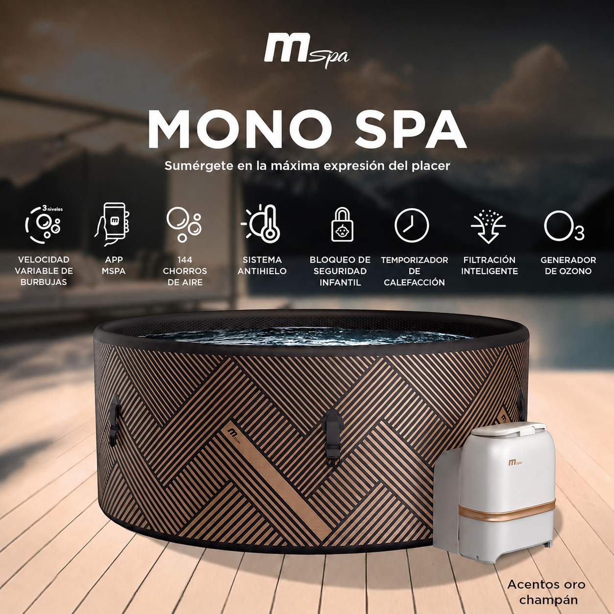 MSpa - Spa insuflável semirrígido circular Mono-Eco 6-8 pessoas