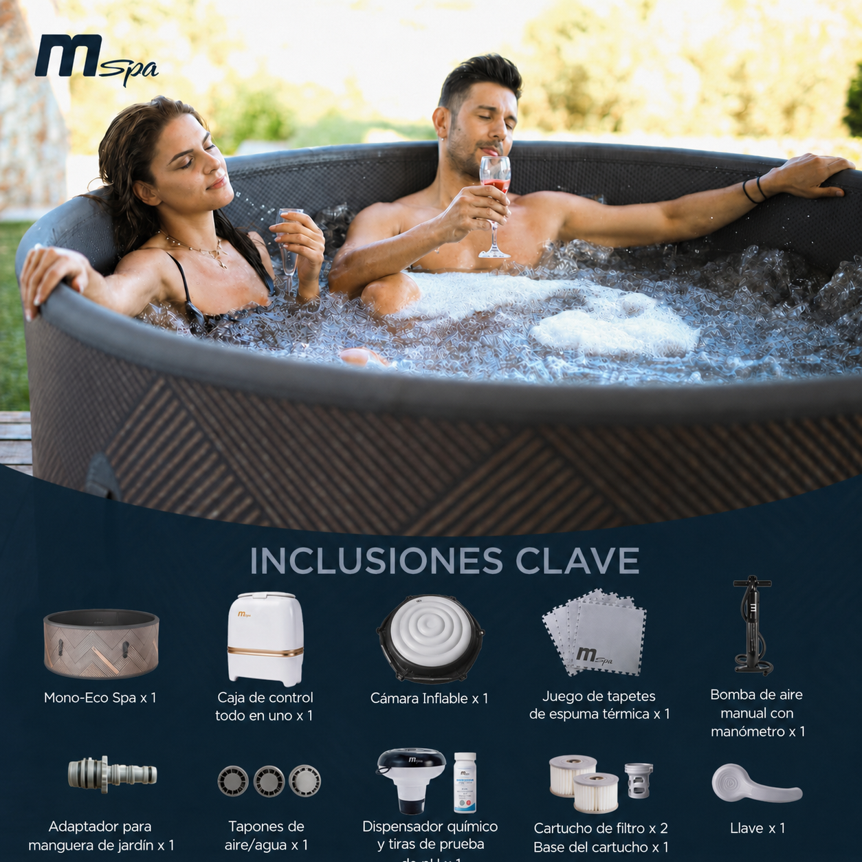MSpa - Spa insuflável semirrígido circular Mono-Eco 6-8 pessoas