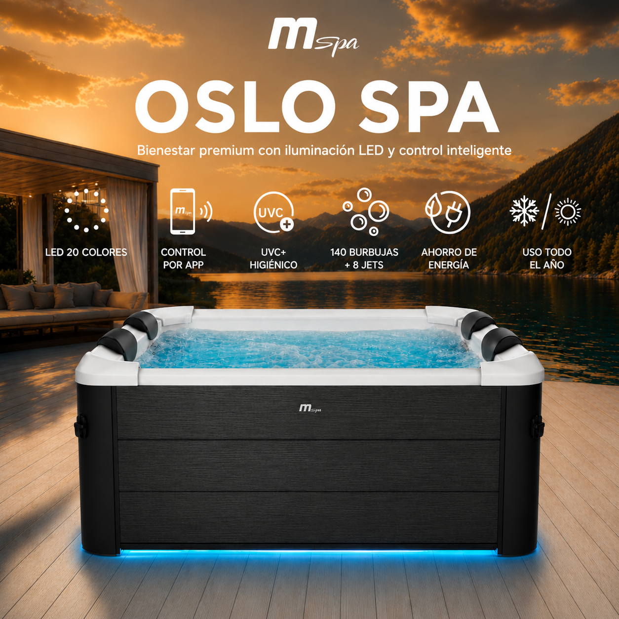 Mspa - Whirlpool quadratisch Oslo Plus 4-6 Personen
