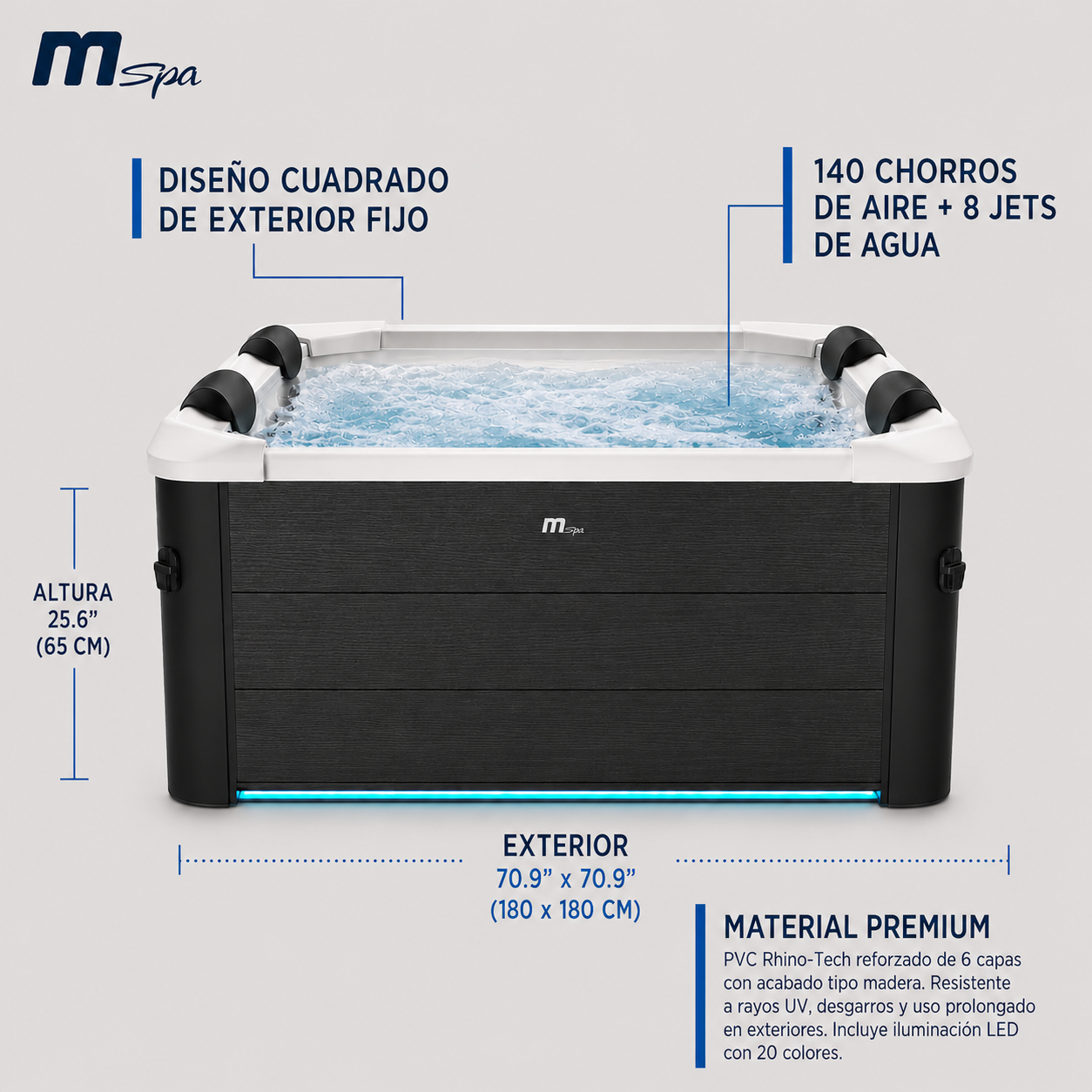 Mspa - Whirlpool quadratisch Oslo Plus 4-6 Personen