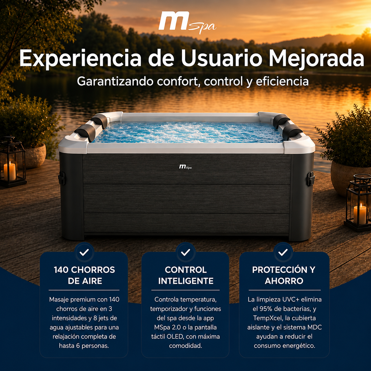 Mspa - Whirlpool quadratisch Oslo Plus 4-6 Personen