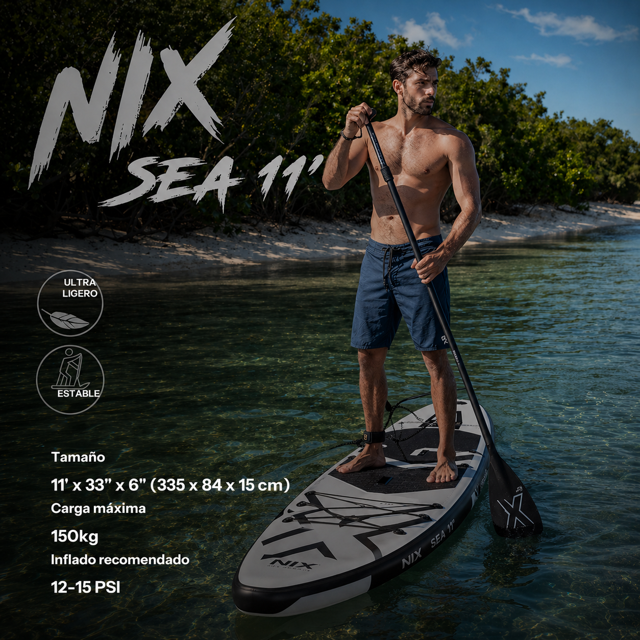 Planche de paddle gonflable 11" 335 cm blanche