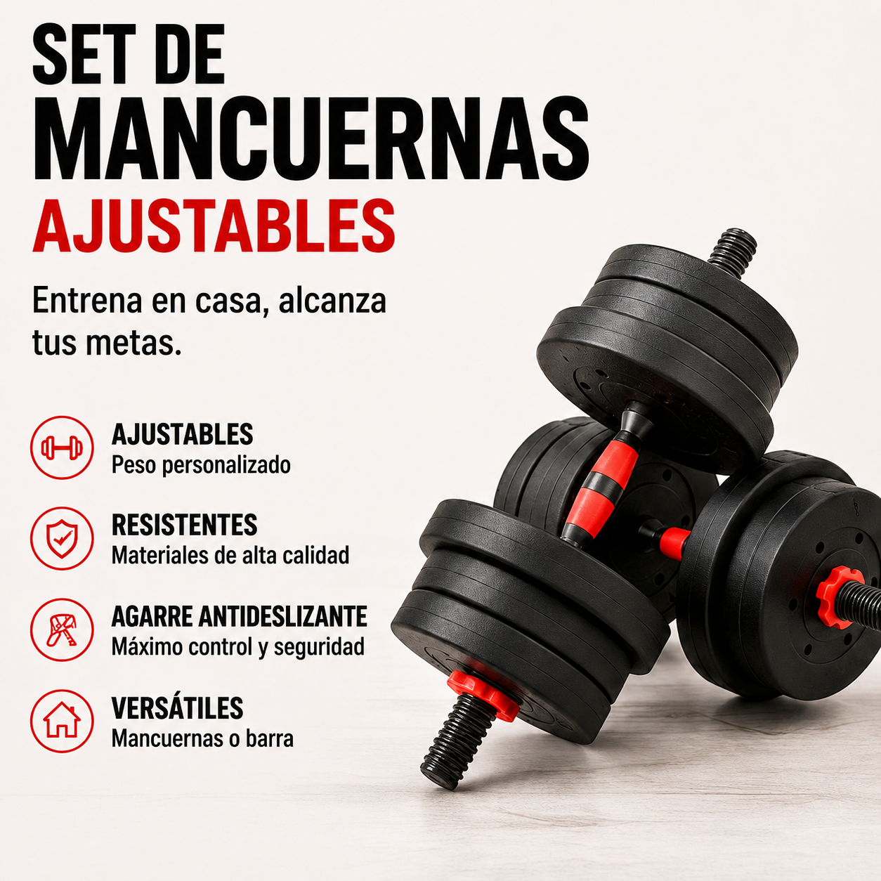 Halteres Ajustáveis com Barra Extensível 20 Kg Kit Multifunções