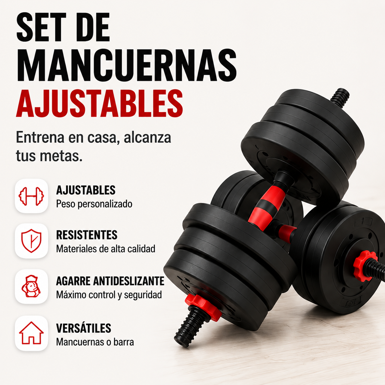 Manubri Regolabili con Barra Multifunzionale 30 Kg