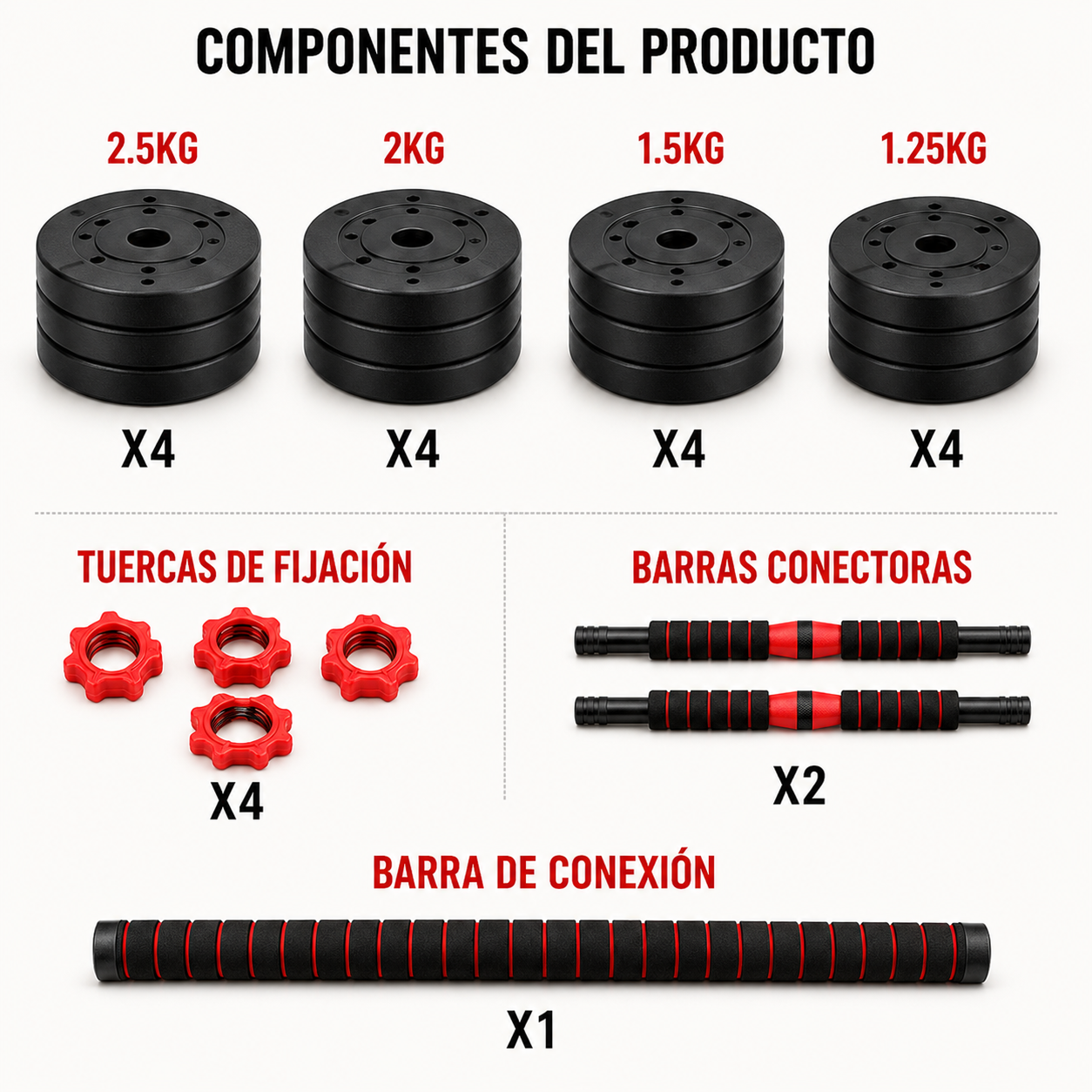 Manubri Regolabili con Barra Multifunzionale 30 Kg