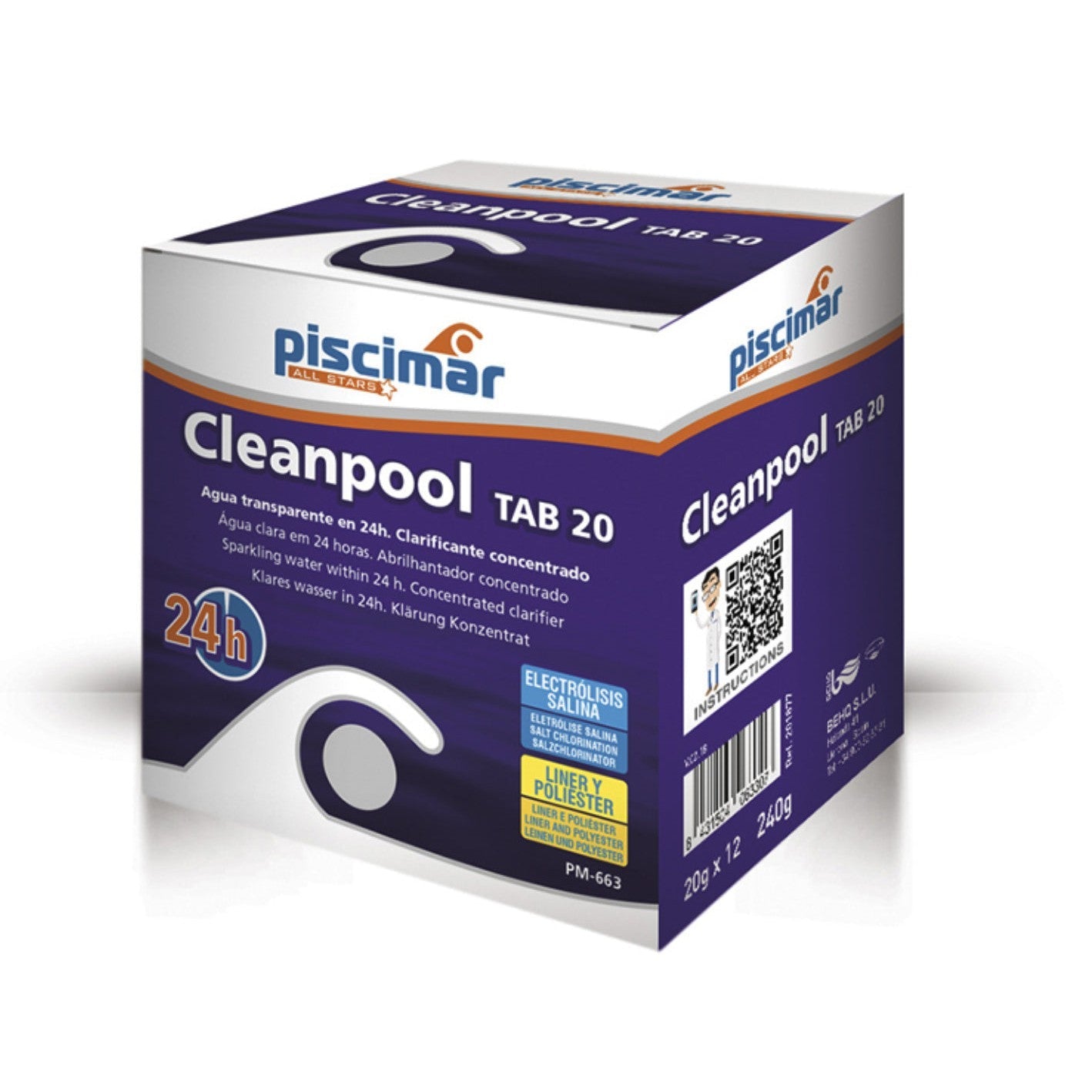 Piscimar - Cleanpool Tab 20 PM - 663 5 unid 10 gr - BricoandPool