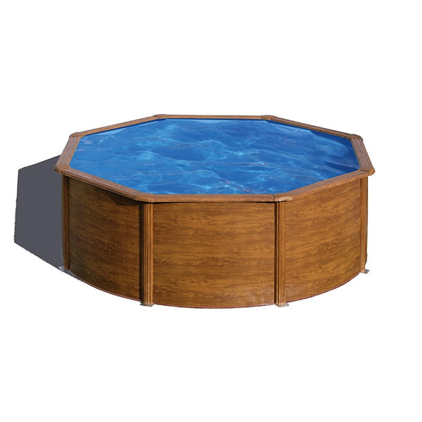Piscina elevada imitación madera Gre Sicilia Circular