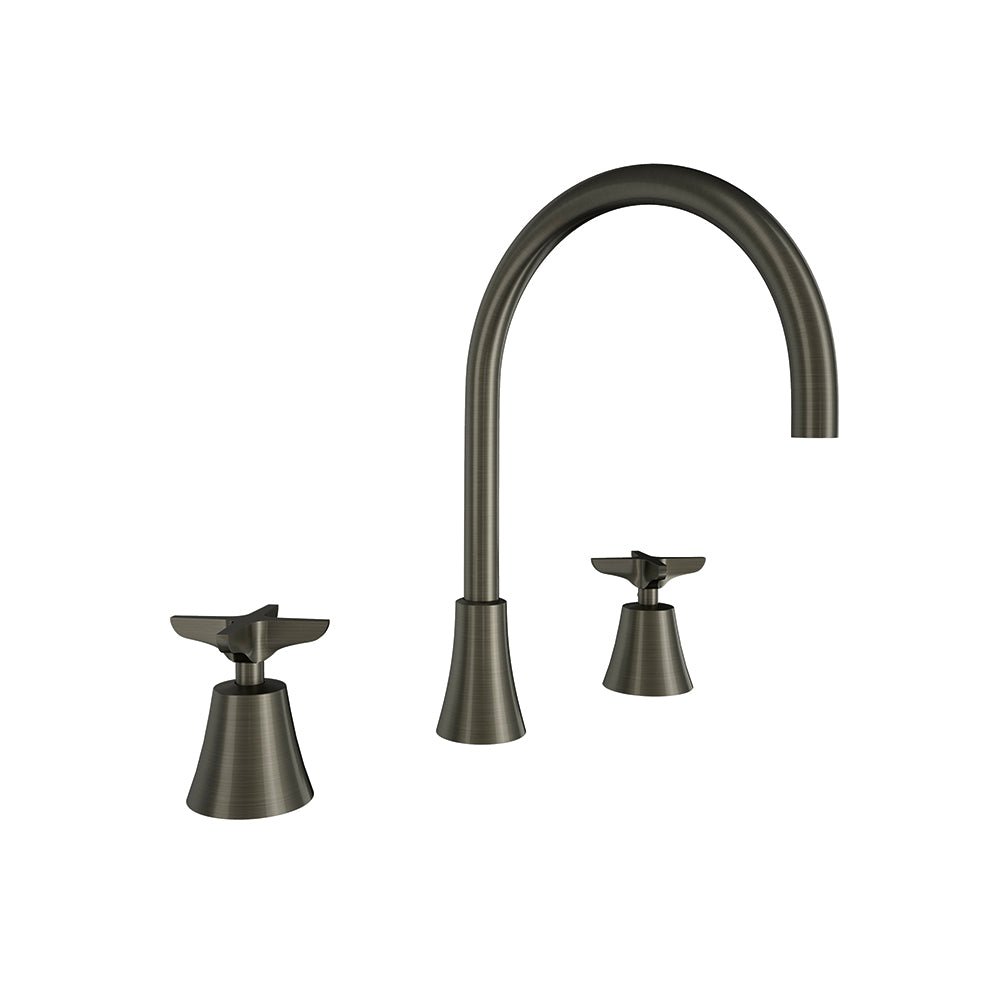 Ramon Soler - Adagio, bimando de lavabo para repisa con caño giratorio de 190 mm, grafito - BricoandPool