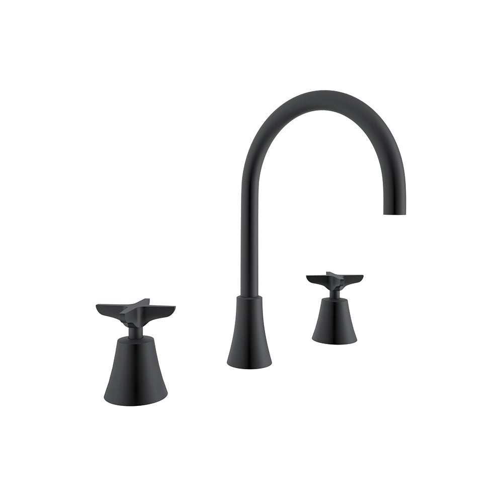 Ramon Soler - Adagio, fregadero de repisa con caño giratorio de 170mm, negro mate - BricoandPool