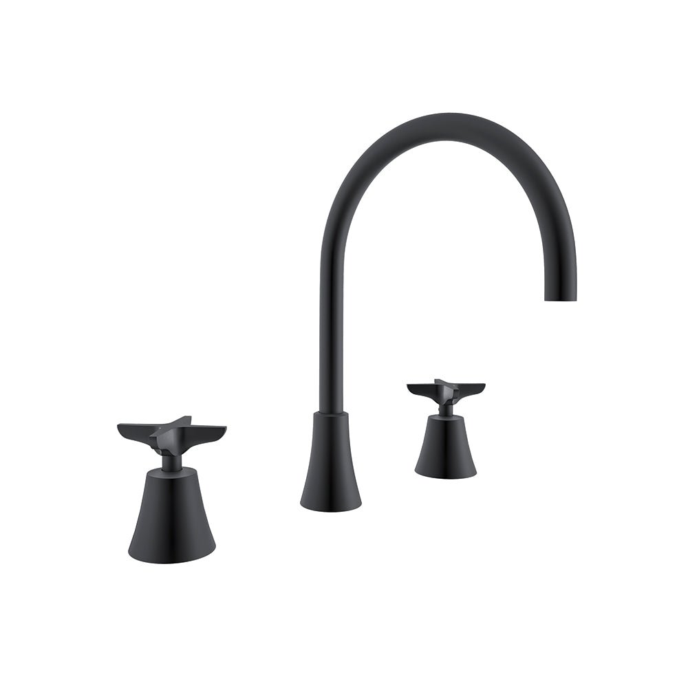 Ramon Soler - Adagio, fregadero de repisa con caño giratorio de 190mm, negro mate - BricoandPool