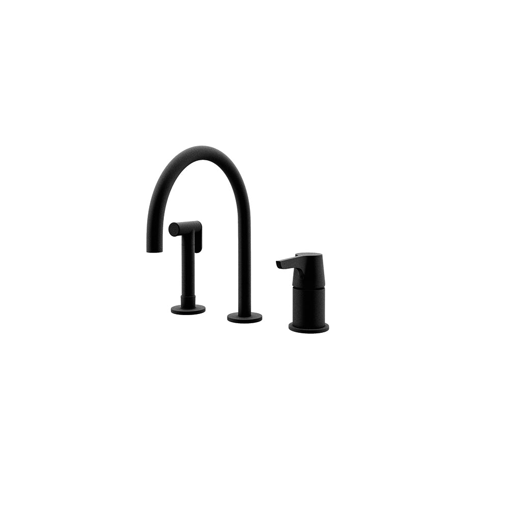 Ramon Soler - Adagio, fregadero de repisa con duchita y caño de 190mm, negro mate - BricoandPool