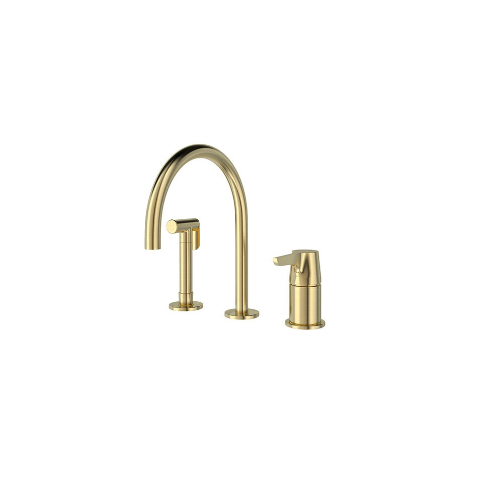 Ramon Soler - Adagio, fregadero de repisa con duchita y caño de 190mm, oro cepillado - BricoandPool