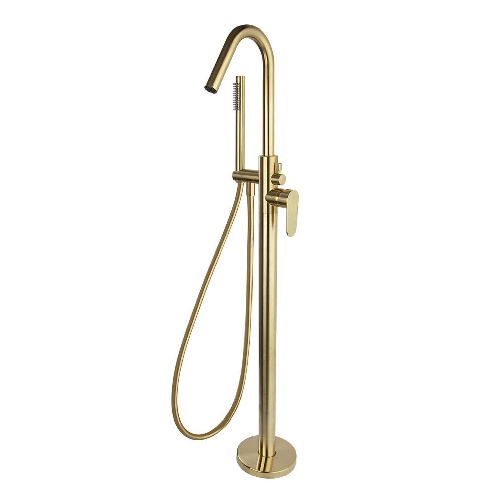 Ramon Soler - Alexia, columna monomando para bañera con equipo de ducha, oro cepillado - BricoandPool